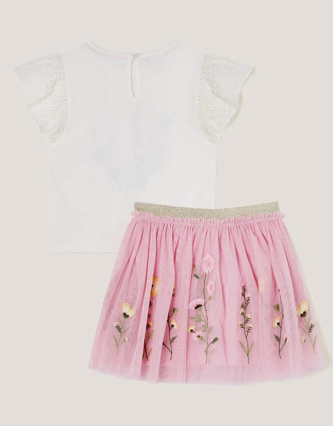 Floral Embroidered T-Shirt & Skirt Set – Cute, Comfy & Perfect for Your Little One!